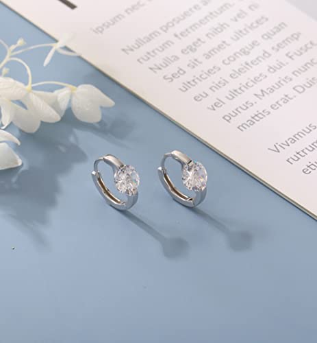 Crystal Tiny Small Hoop Earrings Sterling Silver Cartilage Sleeper Round Huggies Hoops 10mm for Women Girls4