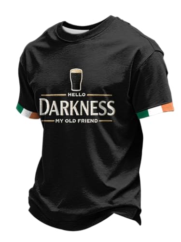 Mens Hello Darkness My Old Friend T-Shirt Hello Darkness My Old Friend Tee Shamrock Shirts for Men Slainte Shirt Lucky Clover Tshirt Saint Patricks Day Shirt