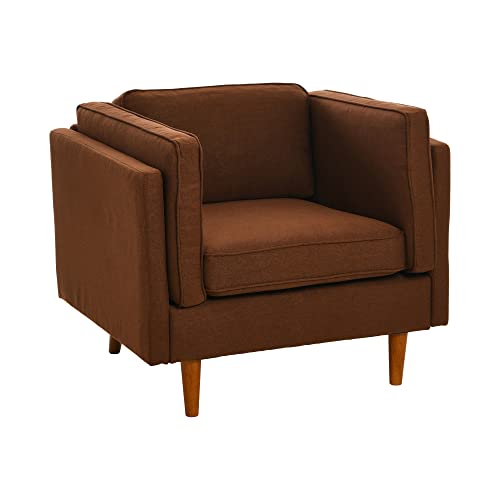 Sillón Tapizado Marrón de Tela con Patas Cónicas
