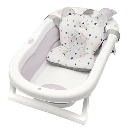 Primabobo My Toy klappbare Badewanne für Babys im Alter von 0-36 Monaten, Neugeborenenwanne mit rutschfesten Füßen, Ergonomischem Kissen und abnehmbarem Spielzeug (rosa) Cover
