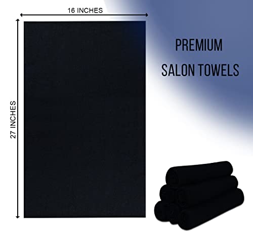 Zuperia 100% Ring Spun Cotton Salon Towel - 24 Pack 16" X 27" Premium Quality - Ultra Soft & Highly Absorbent Salon Towel Hotel & Spa Quality Hand Towels For Gym Salon Spa & Home Care (Black) #TOP5