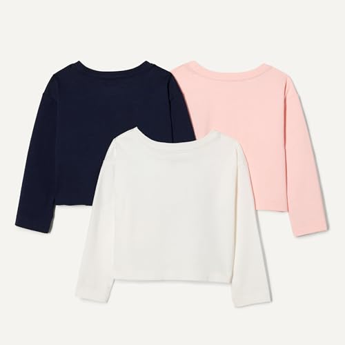 Image of Amazon Essentials Babies, Toddlers and Girls' Long Sleeve Cotton T-Shirts, Pack of 3