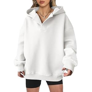 ANRABESS Womens Oversized Hoodies V Neck Fleece Sweatshirts Long Sleeve Sweaters Pullover Fall Clothes 2024 Trendy Outfits
