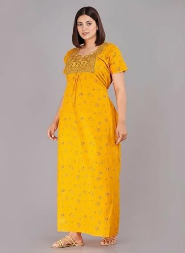 Image of Women's Cotton Jaipuri Nighty Gown - Pack of 2 Rajasthani Print Maxi Night Dress with Pocket - Soft & Comfortable Ladies Sleepwear & Loungewear