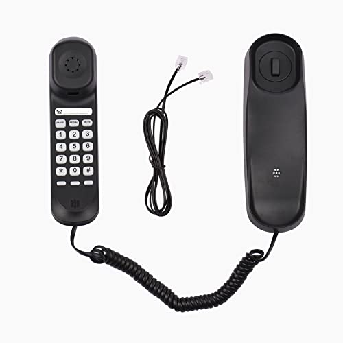 Teléfono fijo con cable mini para escritorio negro miniatura 5
