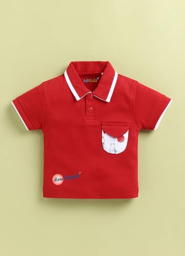 Image of Pure Cotton Collared T-Shirt and Half Pant Set for Kids