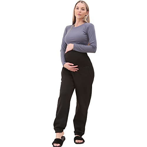 GA COMMUNICATIONS Pantalon de maternité en polaire pour femme enceinte, Noir , 38 Cover