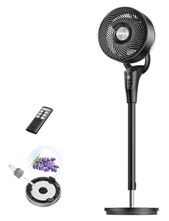 DREO Ventilateur sur Pied Silencieux pour Chambre [Amélioré], Flux d’Air 27m, 20dB, Oscillation 90°, Moteur DC, 8 Vitesses, 3 Modes, Hauteur 96–106 cm, Minuterie 8H, Inclinaison 105°