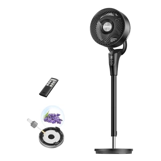 Dreo Leiser Standventilator, 1444m³/h Luftvolumen oszillierende Ventilator, 3 Stufen 6H Timer Turmventilator mit Fernbedienung, Luftzirkulation in 3 Min für Schlafzimmer, Duftfunktion für frische Luft