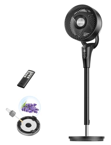 DREO Ventilateur sur Pied Silencieux pour Chambre [Amélioré], Flux d’Air 27m, 20dB, Oscillation 90°, Moteur DC, 8 Vitesses, 3 Modes, Hauteur 96–106 cm,...