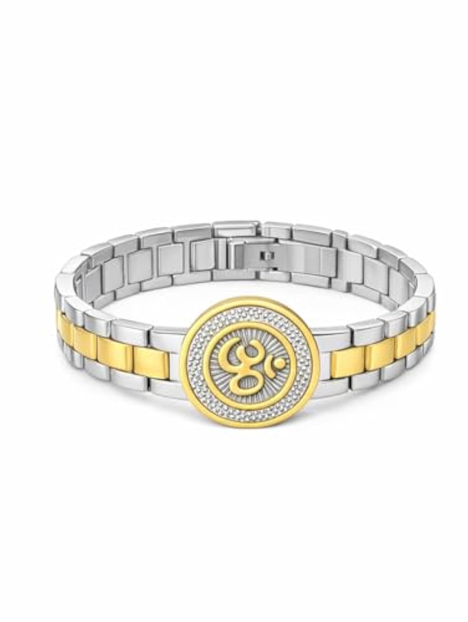 Two-Tone Stainless Steel Om Bracelet & Hindu Kada for Men