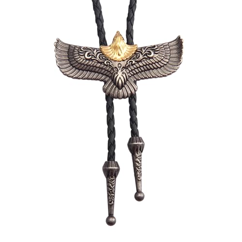 Image of GelConnie Native American Bolo Tie Rodeo Cowboy Leather Necktie Western Necklace Costume Accessories for Men,Women