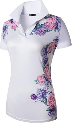 Jeansian Women Sport Quick Dry Short Sleeves Polo Tee Swt317 White M #TOP1