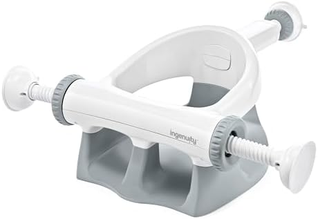 Ingenuity My Bath Seat for Sit-Up Baby Bathing, Sure & Secure Suction Cups, ASTM Safety Tested & Approved, Backrest for Assisted Sitting, Easy Setup & Storage, Gray