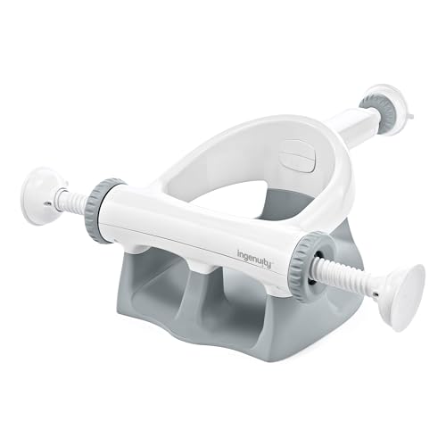 Ingenuity My Bath Seat for Sit-Up Baby Bathing, Sure & Secure Suction Cups, ASTM Safety Tested & Approved, Backrest for Assisted Sitting, Easy Setup & Storage, Gray by Ingenuity - Used condition - US$35.19