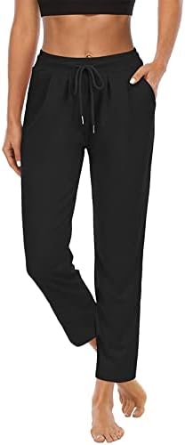 Lounge Pants for Women High Waist Straight Leg Yoga Joggers Lightweight Casual Athletic Workout Trousers with Pockets Sweatpants For Women Black XL — view 4