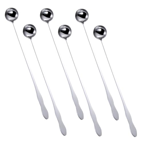 KICHOUSE 6-piece Stainless Steel Serving Spoons Set Big Cooking Spoons Long Handles Ice Scoop for Bar Home Kitchen