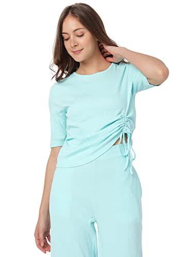 Image of VERO MODA Solid Cotton Round Neck Women's Top