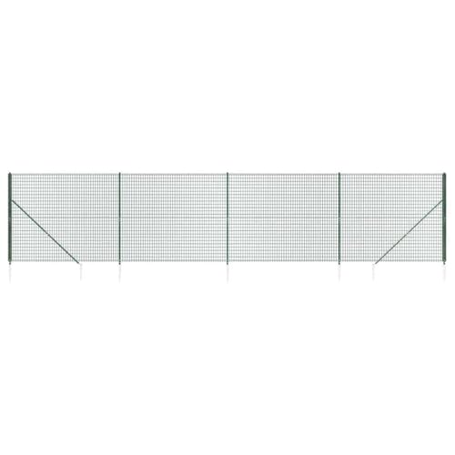vidaXL Clôture en Treillis Métallique et Piquet d'ancrage, Enclos pour Animaux, Clôture de Défense, Barrière de Jardin Terrasse, Vert 2,2x10m