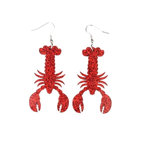 Colorful Hollow Out Acrylic Glitter Seahorse Dangle Drop Earrings Bohemian Cute Multicolor Animal Seahorse Lobster Earrings for Women Beach Vacation Jewelry Gifts