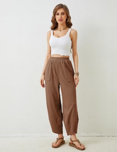 Image of Xiaoxuemeng Womens Baggy Wide Leg Pants Casual Elastic Waisted Palazzo Harem Pants with Pockets