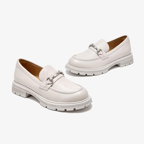 Image of BEAU TODAY Womens Platform Loafers, Leather Penny Loafer Shoes