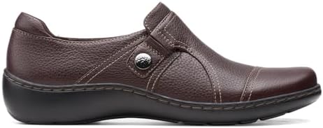 Clarks Women's Cora Poppy Loafer, Dark Brown Tumbled, 8.5 Wide | Image 1