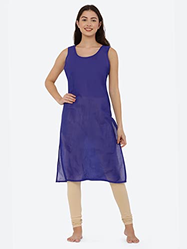 Image of FAWOMENT Women's Designer Straight Georgette Hand Embroidered Lucknowi Chikankari Kurta Designed in Side Jhaar Pattern Alongwith Slip