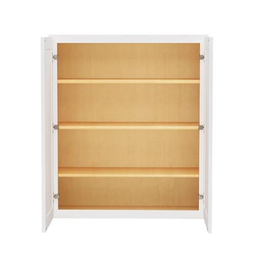 Image of Furinno Shaker 2 Doors 3 Shelves Wall Kitchen Cabinet, Ready to Assemble, 12 D x 36 W x 42 H, White