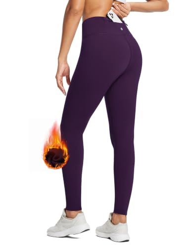 Image of baleaf Women's Fleece Lined Leggings Thermal Warm Winter Tights | 25 inch /27 inch, Water Resistant, Pockets, Running, Hiking, Yoga, Skiing, Travel, for Cold Weather, Leggings for Women
