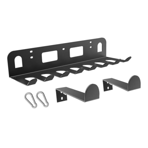 Amagogo Soporte Pared para Barra Gimnasio, Colgador Barra, Organizador Bandas Resistencia, Accesorio Multifuncional para Gimnasio en casa, 8