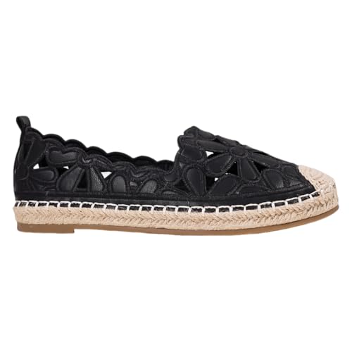Women's Floral Cutout Espadrilles, White Straw Shoes Breathable Comfort Flats,，Summer Casual Shoes
