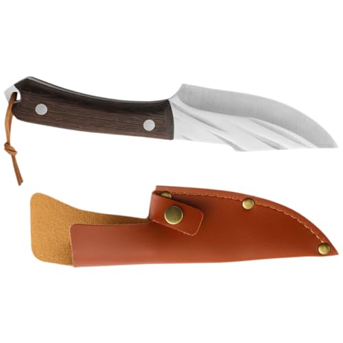Ciieeo Cuchillo Carnicero Chef Inoxidable con Mango Ergonómico y Funda Herramienta Cortadora Multifuncional para Carne Verduras y Huesos y Fácil de Limpiar