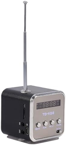 Mini Speaker Music Player, Portable FM Radio Stereo Speaker PC Fashion Support TF Card and U Disk(Black)