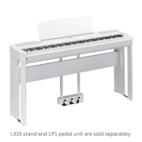 Image of Yamaha 88-Weighted Wooden Key Digital Piano Keyboard, Premium Sound and Touch, Music Rest, Sustain Foot Switch, White (P525WH) | 88-Key Grandtouch-S Wooden Keys, Yamaha Cfx and Bosendorfer Voices, Binaural Sampling, Built-in 2-Way Speakers