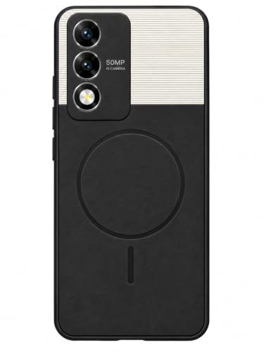 Image of Bintage Mac Safe Design Hard Slim Back Case | Soft Border Camera Protect | Dual PU Leather Finish Back Cover Compatible for Oppo K12x 5G - White & Black