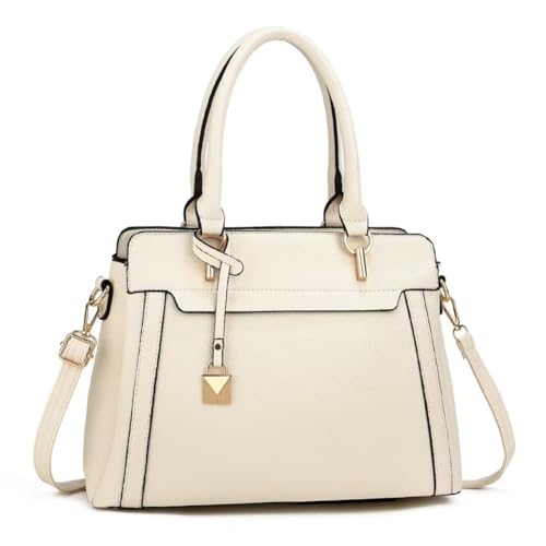 Bolsa Feminina de Ombro e Mão em Couro PU Grande Estilo Vintage para Trabalho e Dia a Dia(branco)