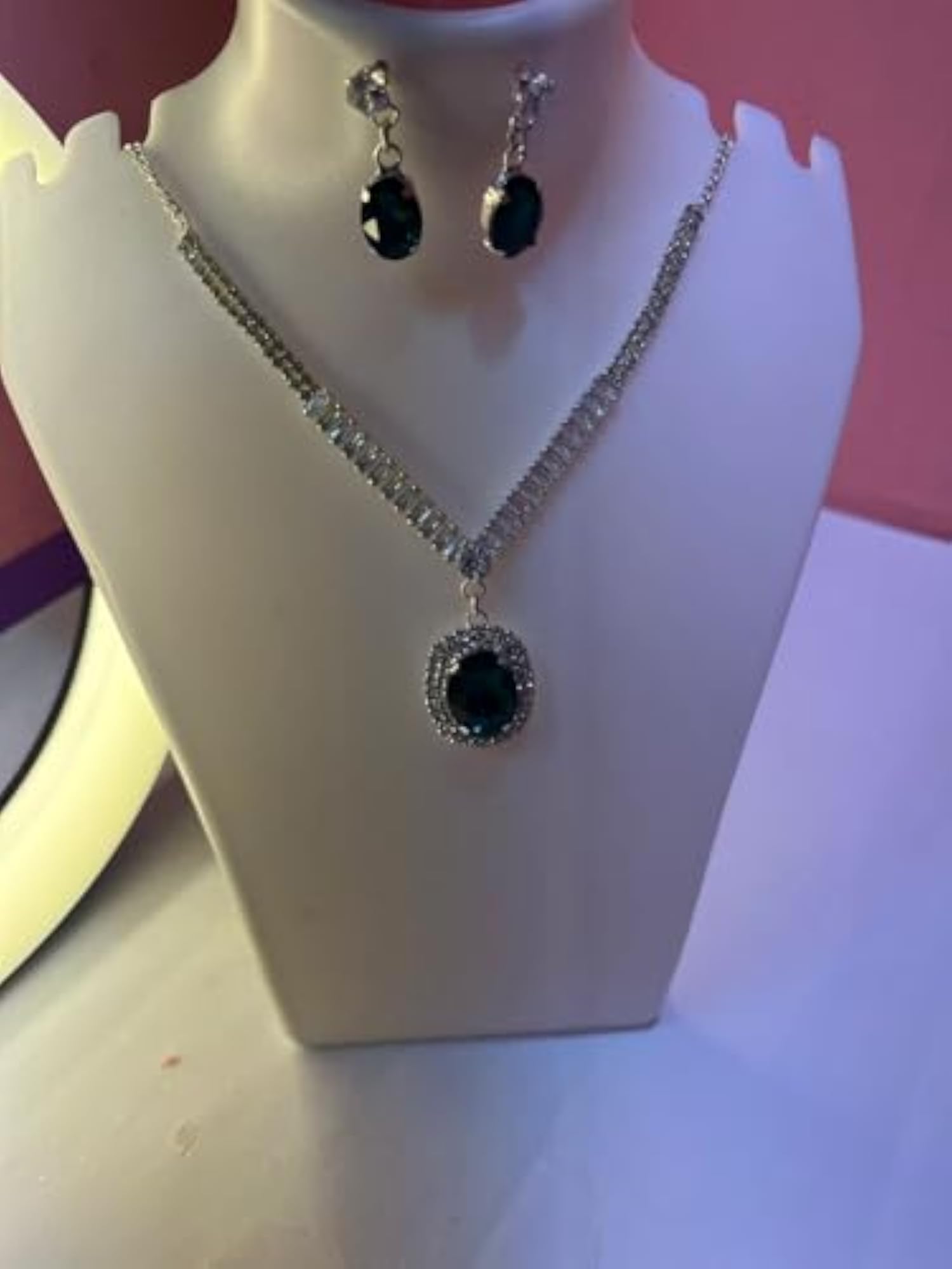 Emerald Green Necklace Set for Women, Elegant Gift