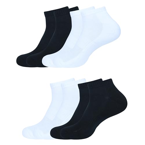 Image of Womens Cushioned Ankle Socks, Low Cut Breathable Casual Super Soft, Multi Color Options Size 4-7, 6-9 (US, Numeric, 6, 9, Regular, Regular, 4, White, Black)