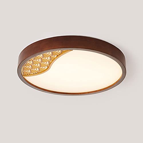 Plafonnier LED d'intérieur ultra fin avec contour en bois naturel rond