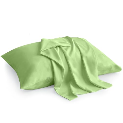 Image of Atiksh Beddings Pack of 2 13x18 Inch Toddler Travel Pillow Cases - 100% Soft Egyptian Cotton, 600 Thread Count with Zipper Closure for Small Travel Pillows Cover, Sage Green