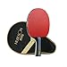 Table Tennis Racket with Sticky Rubber Double Face Pimples-in, 4 Star Rated for Ping Pong Paddle for Beginners, Red and Black, Short Handle（Short Handle）