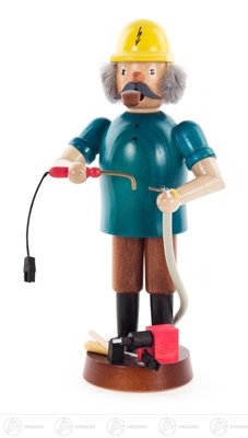 Rudolphs Schatzkiste Smoking man electrician height of approx. 17 cm Erzgebirge smoke man smoking figure