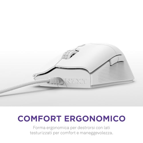 Lift 2 Ergo | Mouse gaming con cavo leggero ed ergonomico | Design leggero 61 g | Polling rate 8K | Switch ottici | Sensore ottico 26K DPI | Piedini 100% PTFE | Bianco - Mouse gaming - Immagine 8