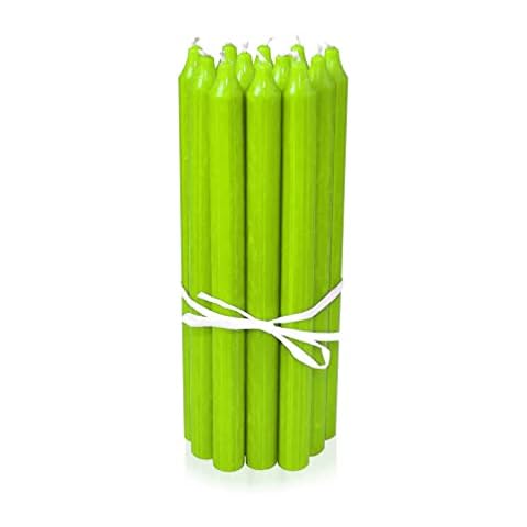 LUMELY Danish Premium Taper Candles Green Lime Pack of 12 Height 29 cm Diameter 2.2 cm Burning Time Approx. 14 Hours Cylindrical Scandinavian Candles (Lime Green) Cover