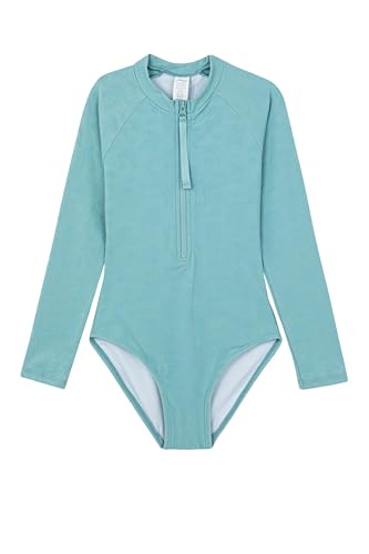 Gottex Kids Textured Long Sleeve Zip Front One Piece Chlorine Fade