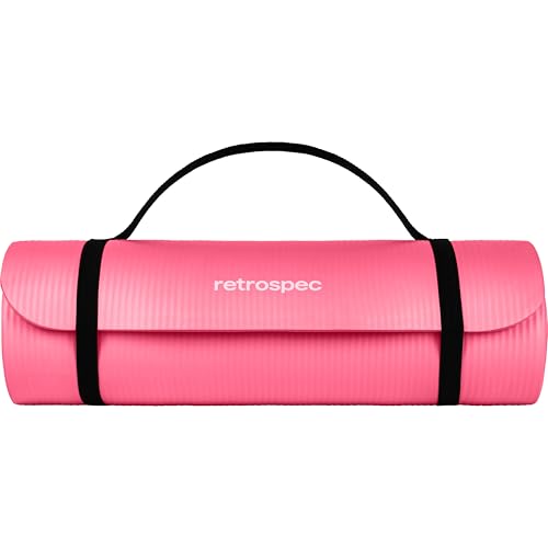 Image of Retrospec Solana Yoga Mat 1 inch Thick w /Nylon Strap for Men & Women - Non Slip Exercise Mat for Home Yoga, Pilates, Stretching, Floor & Fitness Workouts