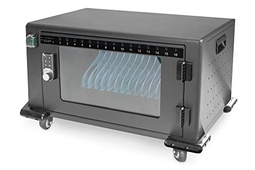 DIGITUS Armoire de Recharge Mobile – 16 emplacements – Jusqu'à 13 Pouces – Rangement et...