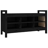 Sitzbank Eingangsbank 110 x 40 x 60 cm Kiefer massiv schwarz 02_0010799