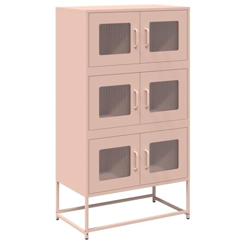 vidaXL Aparador de Acero Rosa 68x39x123 cm, Armario, aparador, Armario Alto, Mueble Auxiliar, Armario de almacenaje, aparador Alto, Mueble Buffet